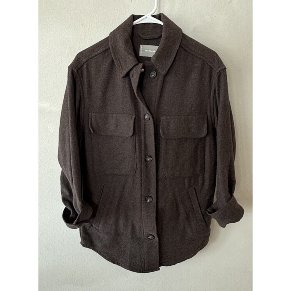 Everlane Shirt Jacket Top Women’s Small S Brown Pockets Button Up Cotton